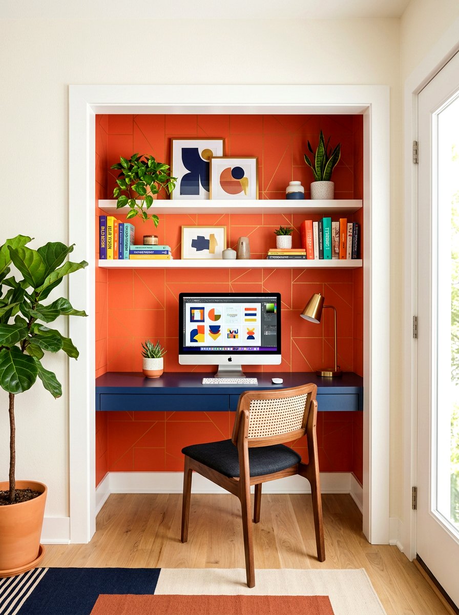 Colorful Accent Wall Cloffice - 30 cloffice ideas