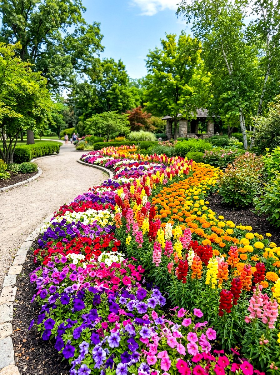 Colorful Annual Bed - 30 simple flower bed ideas