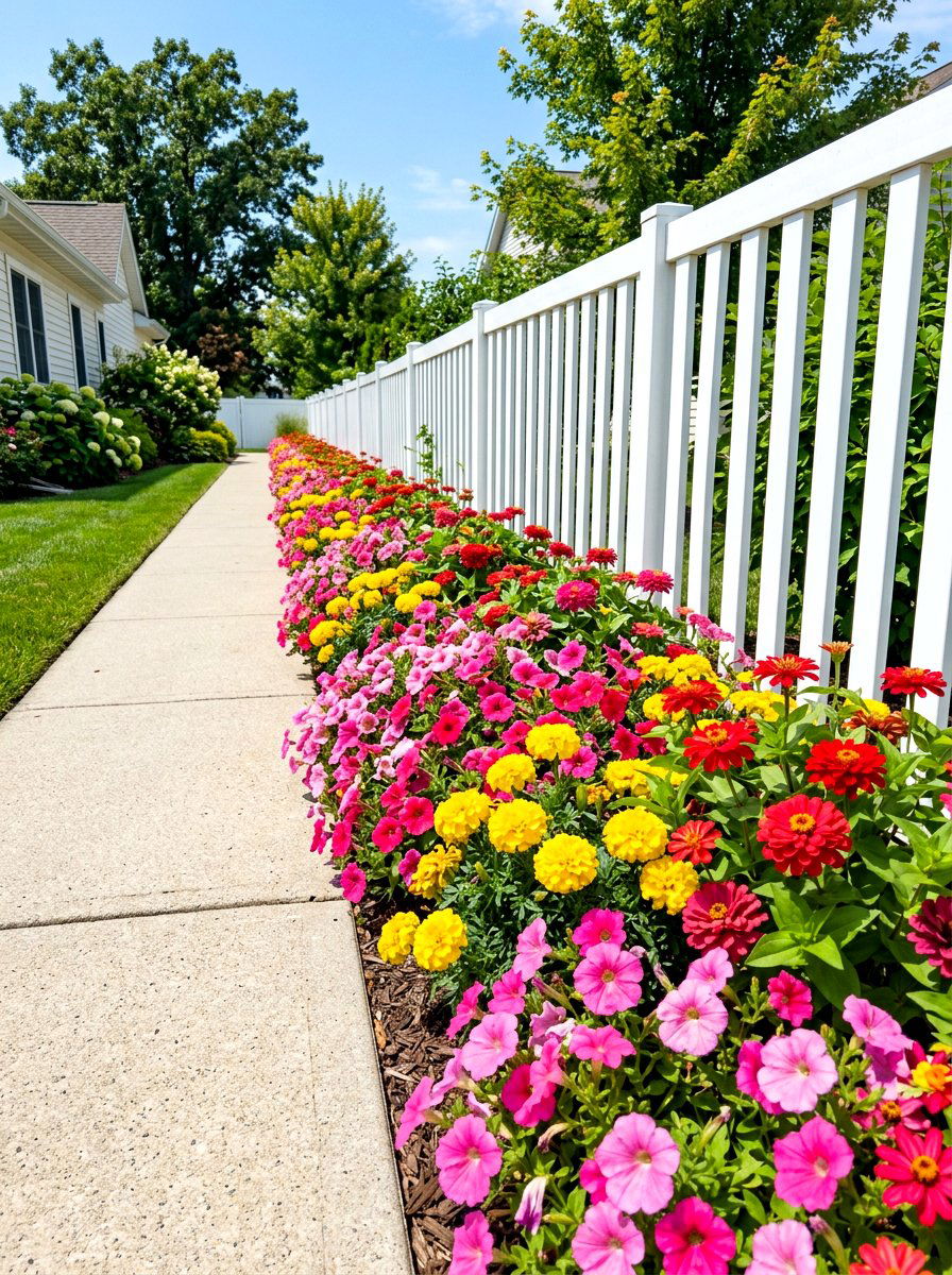 Colorful Annual Border - 30 side yard flower bed ideas
