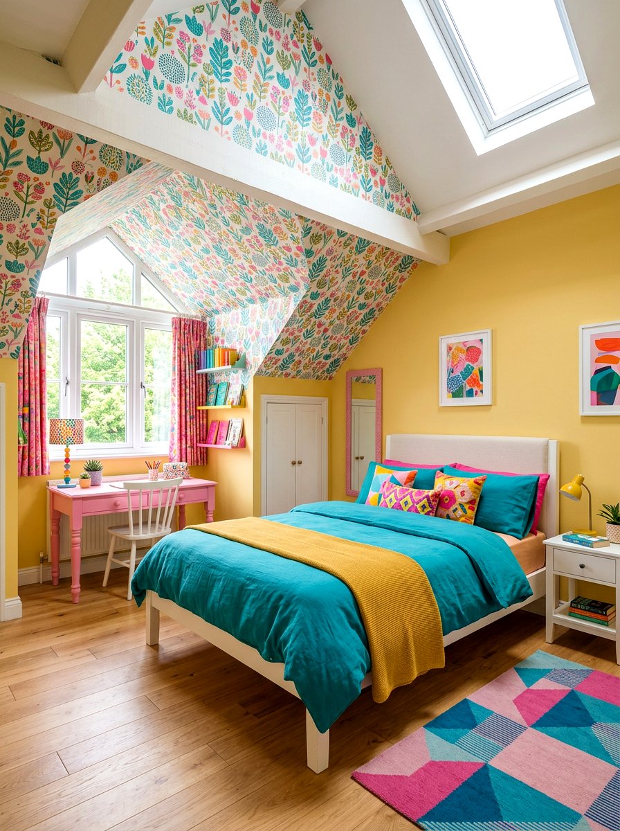 Colorful Attic Bedroom - 30 attic bedroom ideas
