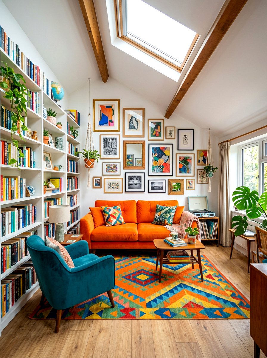 Colorful Attic Lounge Space - 30 attic reading nook ideas