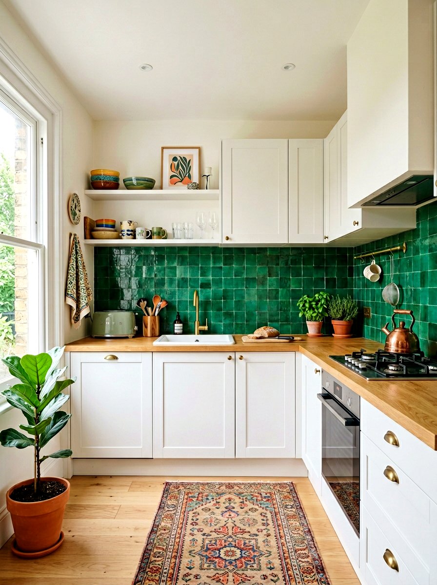 Colorful Backsplash One Wall Kitchen - 30 one wall kitchen ideas