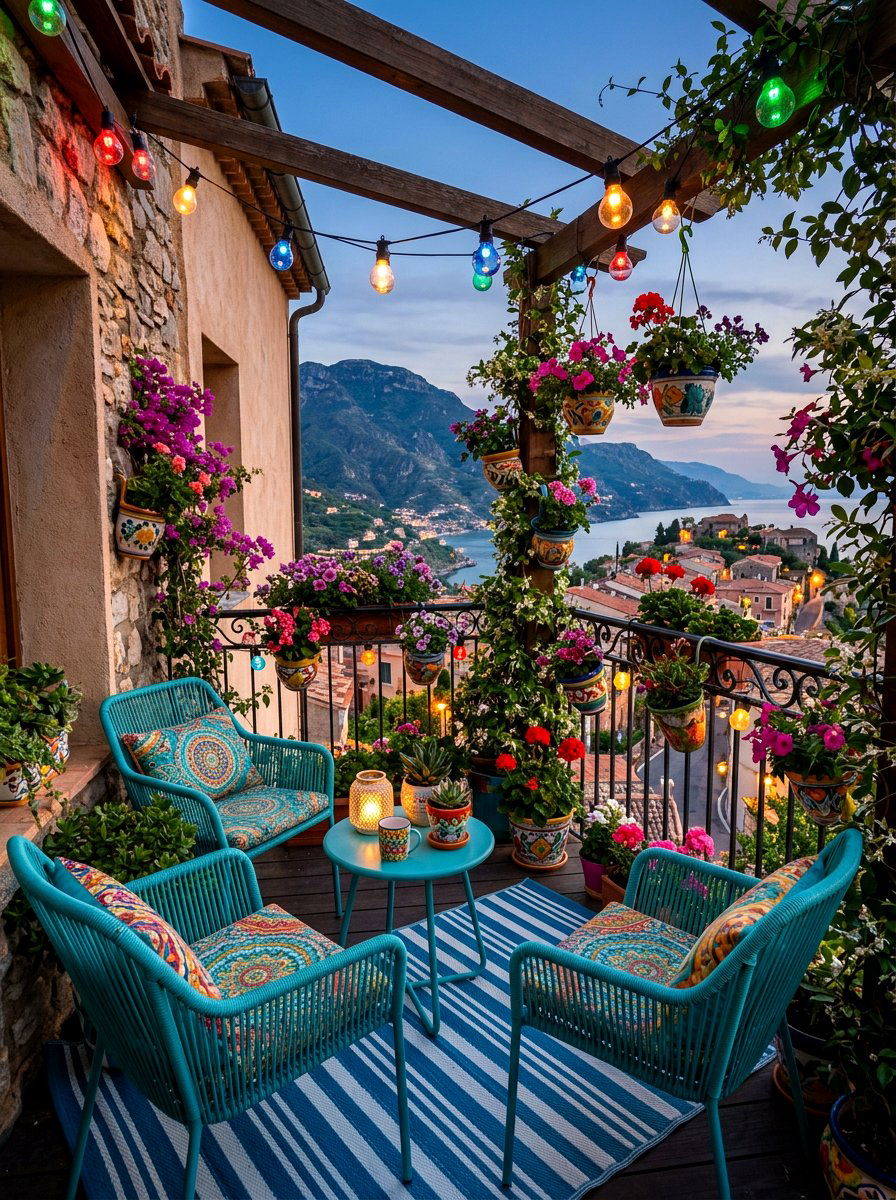 Colorful Balcony - 30 playful apartment decor ideas