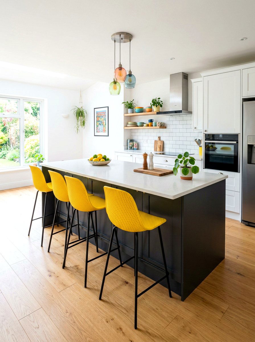 Colorful Bar Stools - 30 eclectic kitchen ideas