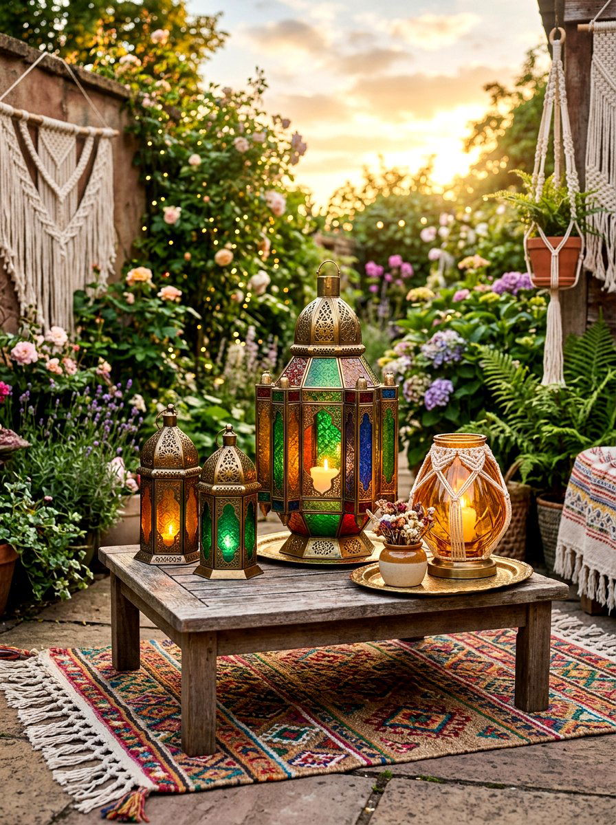 Colorful Boho Lanterns - 30 outdoor candle lantern ideas