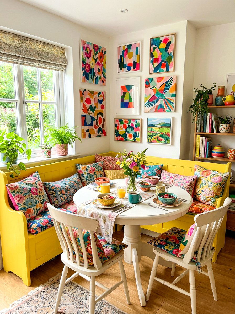 Colorful Breakfast Nook Decor - 30 breakfast banquette kitchen ideas