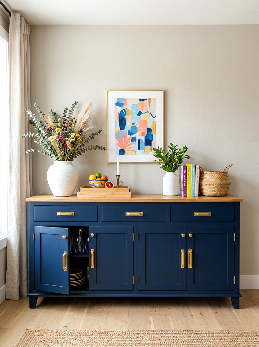 Colorful Buffet Cabinet - 30 dining buffet styling ideas