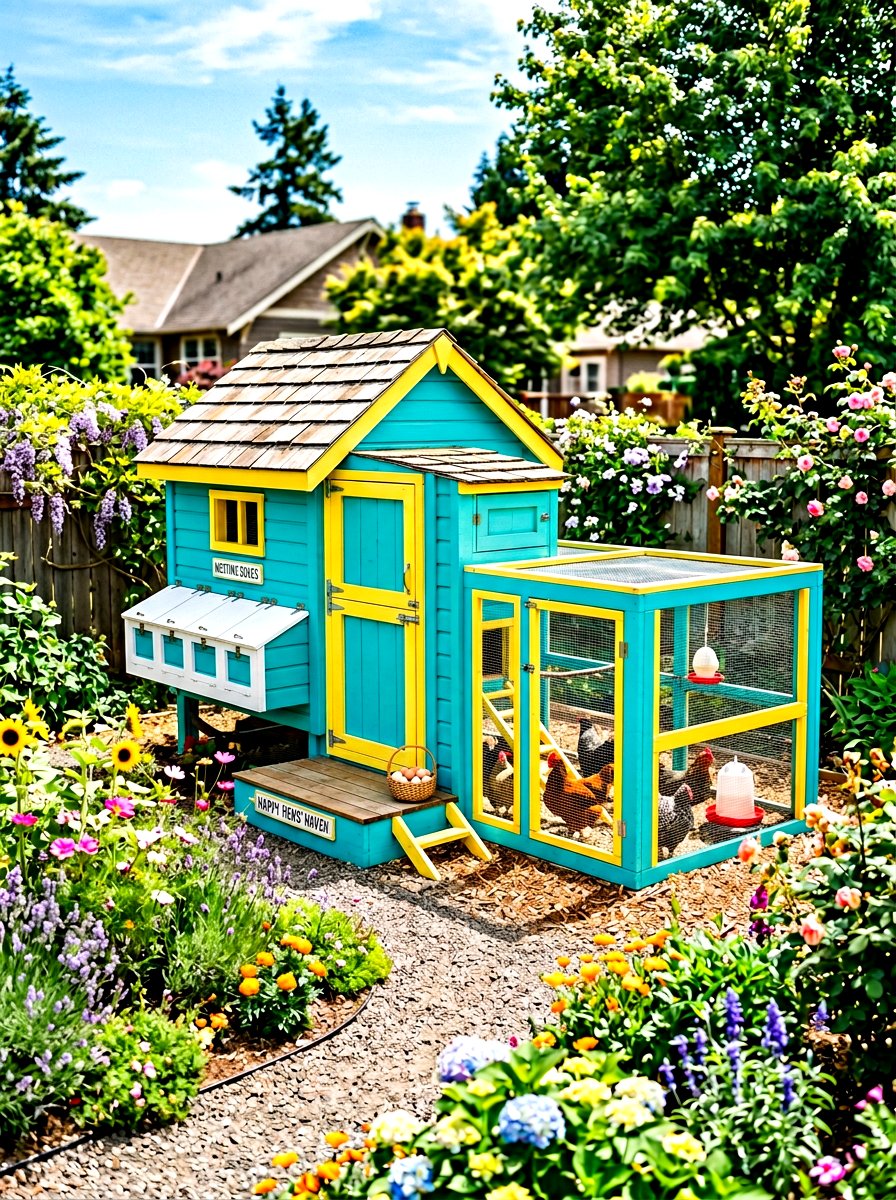 Colorful Chicken Coop - 30 chicken coop ideas