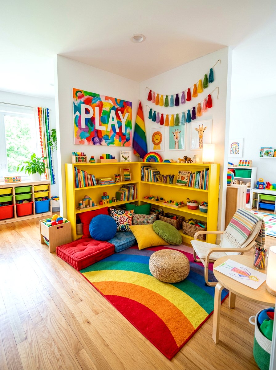 Colorful Corner Nook - 30 kids reading den ideas
