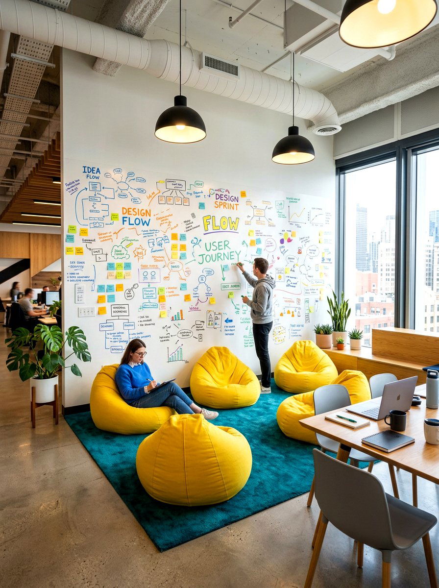 Colorful Creative Brainstorming Area - 30 office meeting corner ideas