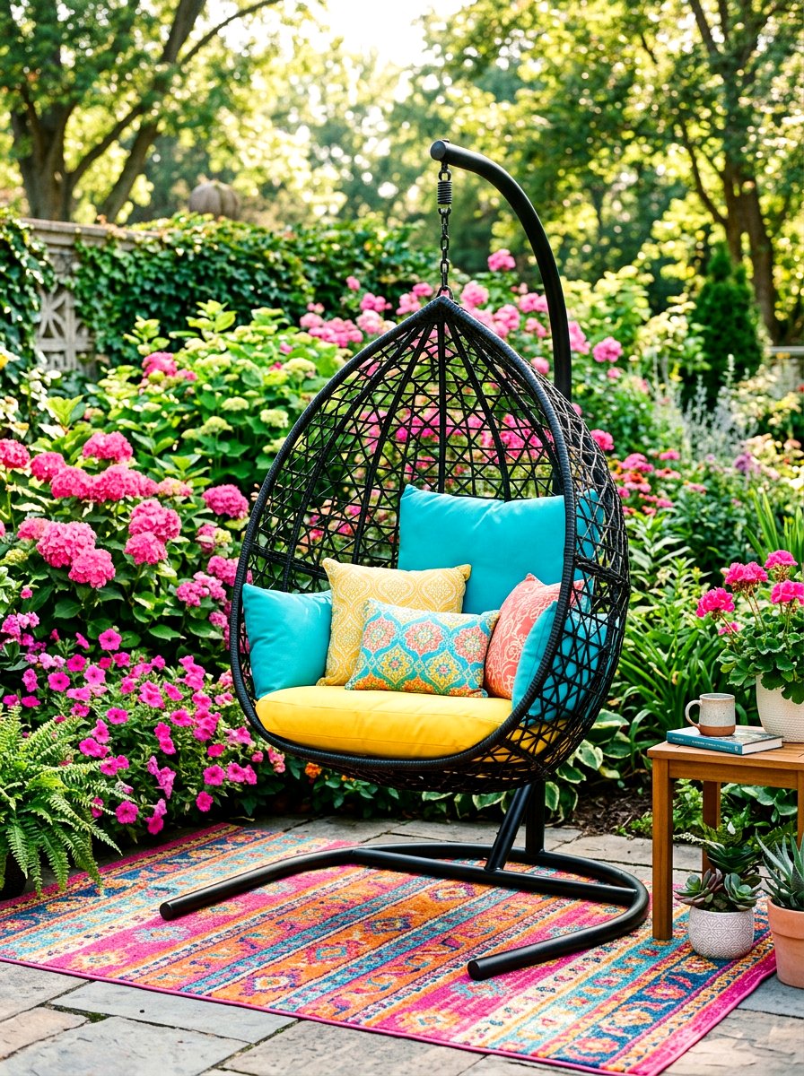 Colorful Cushion Egg Chair - 30 cocoon patio chair ideas