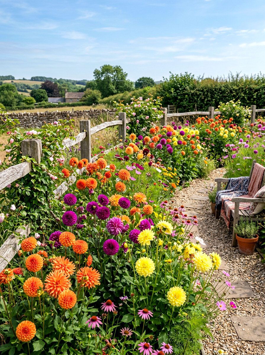 Colorful Dahlia Layout - 30 dahlia cutting patch ideas