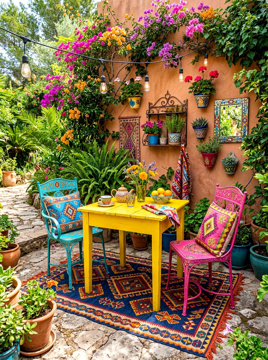 Colorful Eclectic Corner - 30 outdoor breakfast nook ideas