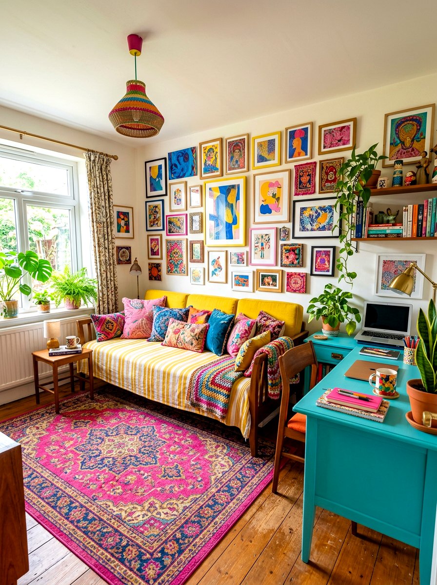 Colorful Eclectic Daybed Office - 30 daybed office combo ideas