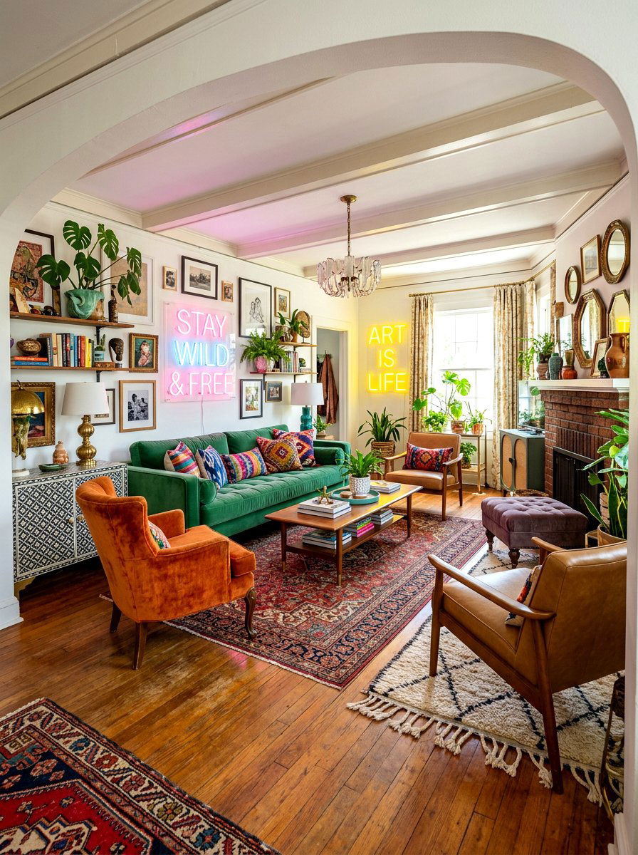 Colorful Eclectic Living Room - 30 apartment living room ideas