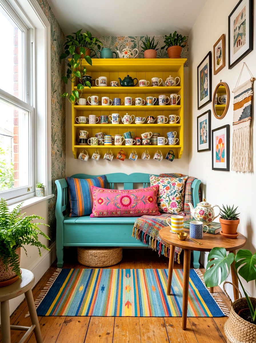 Colorful Eclectic Tea Nook - 30 tea nook ideas