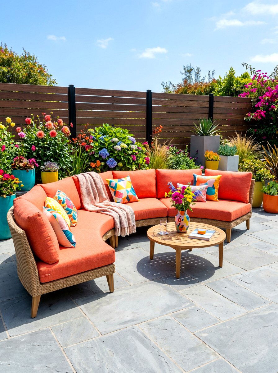 Colorful Fabric Curved Patio Sofa - 30 curved patio sofa ideas