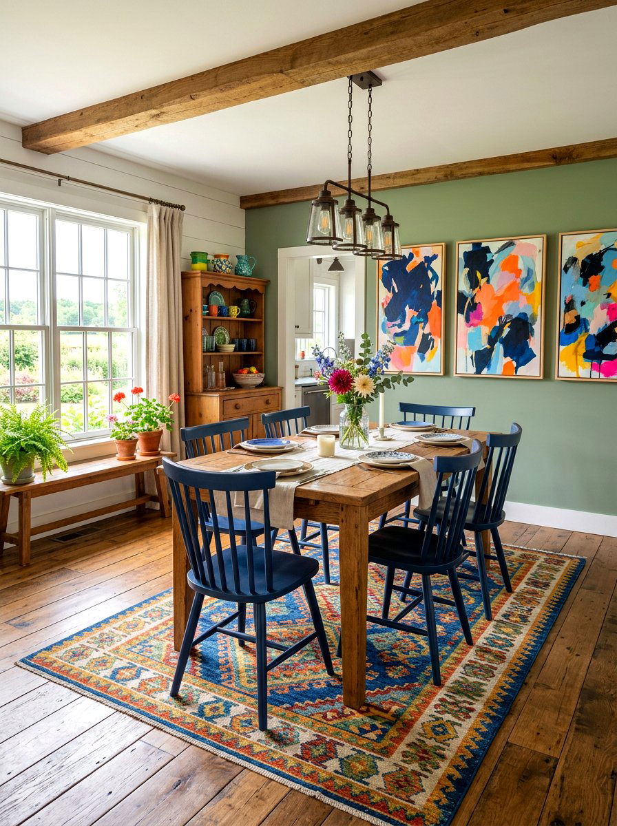 Colorful Farmhouse Dining Room - 30 farmhouse dining room ideas
