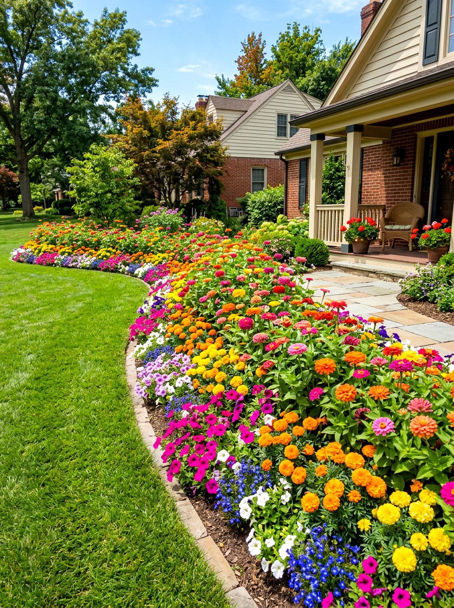 Colorful Flower Bed - 30 small front yard ideas