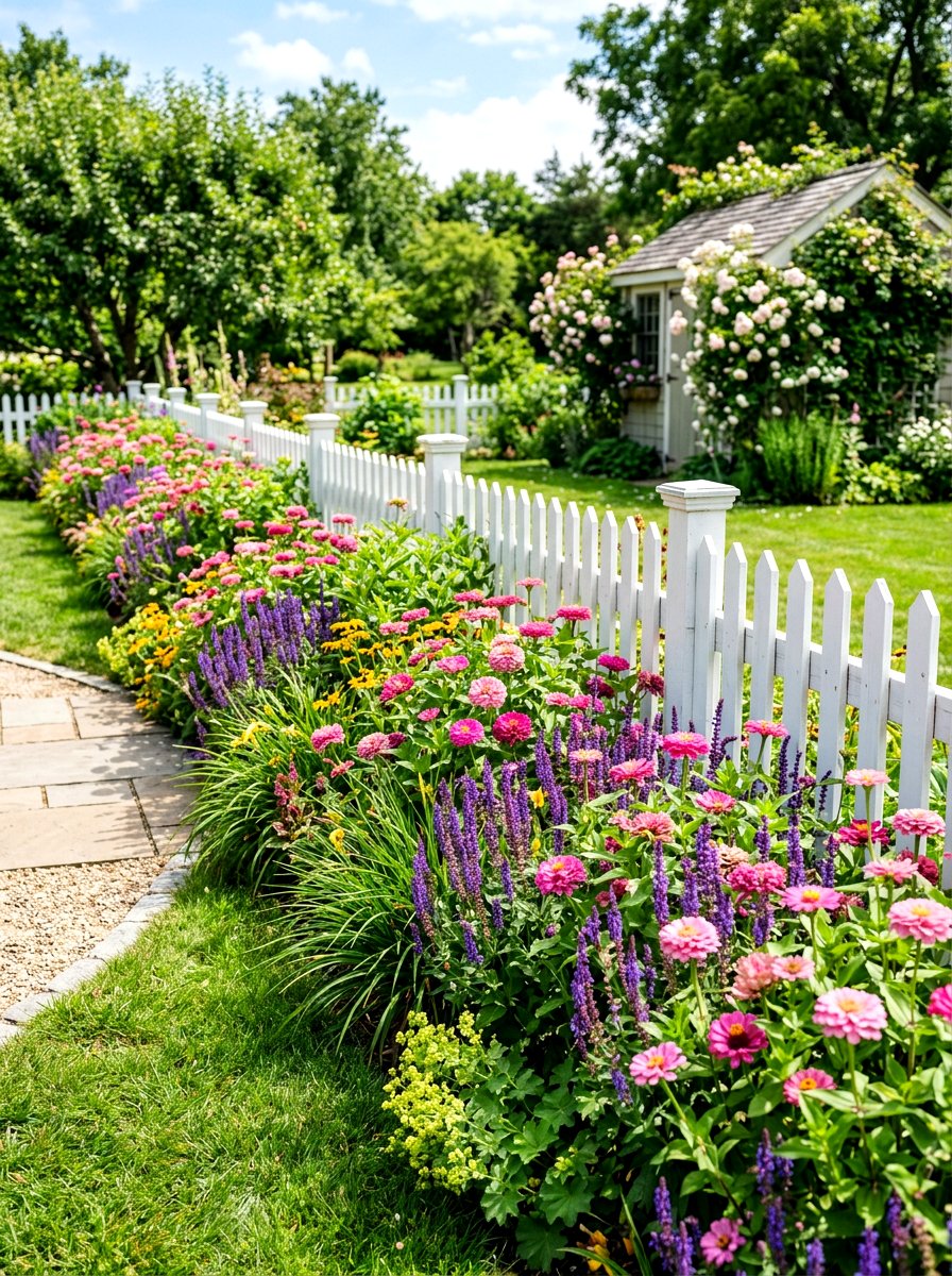 Colorful Flower Border - 30 small backyard ideas