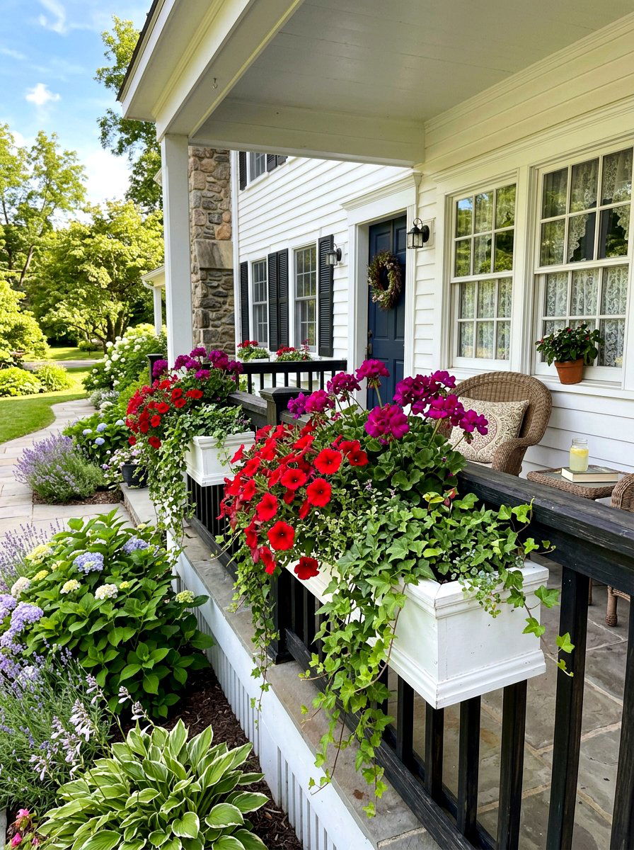 Colorful Flower Box - 30 summer front porch ideas