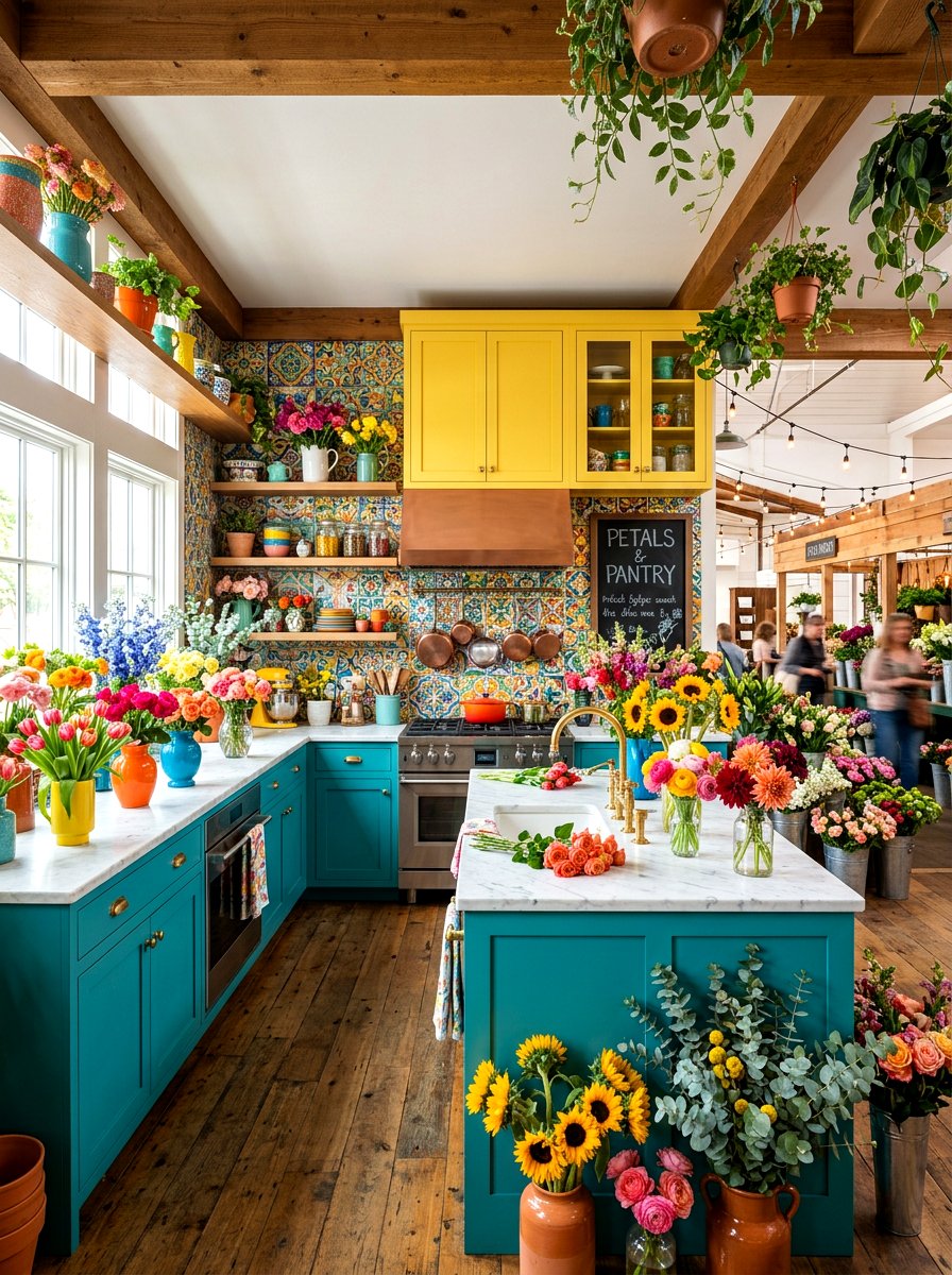 Colorful Flower Market Kitchen - 30 flower market kitchen ideas