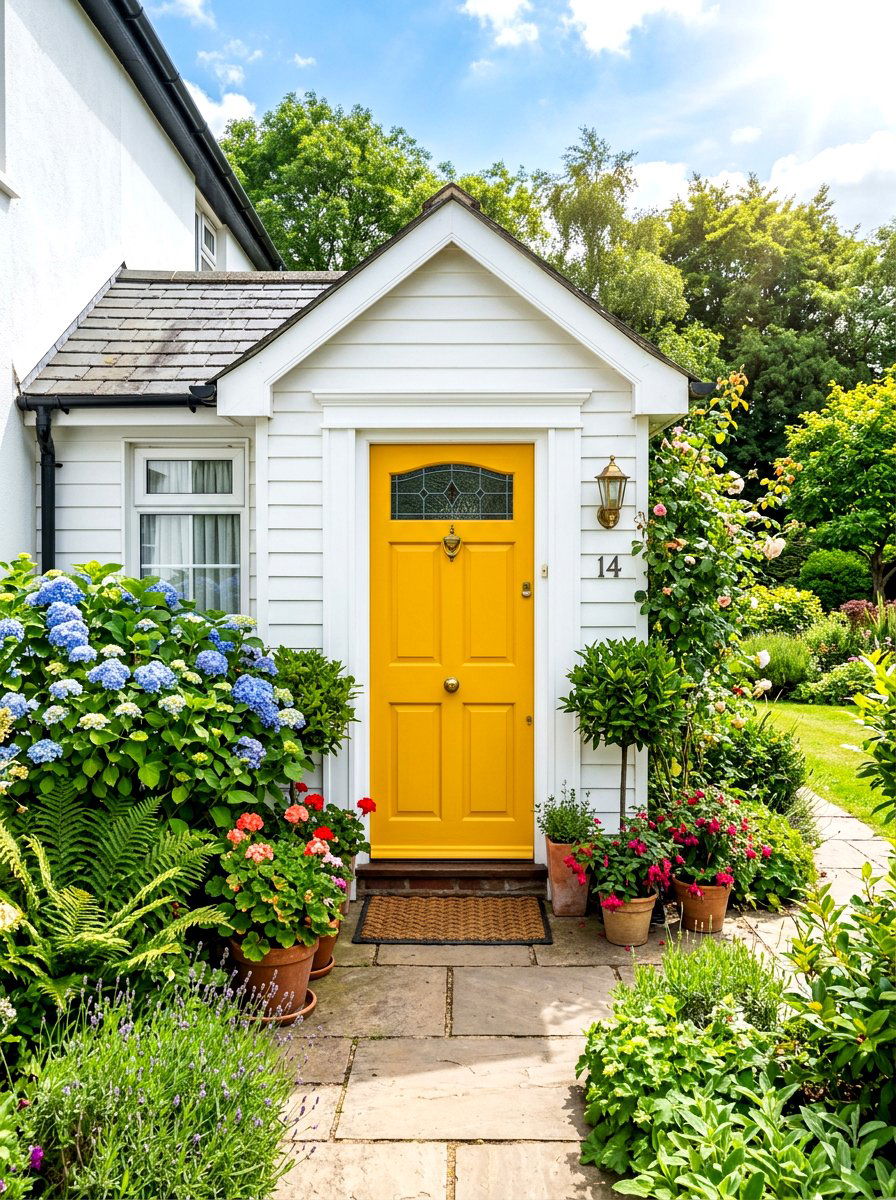 Colorful Front Door - 30 front steps decor ideas