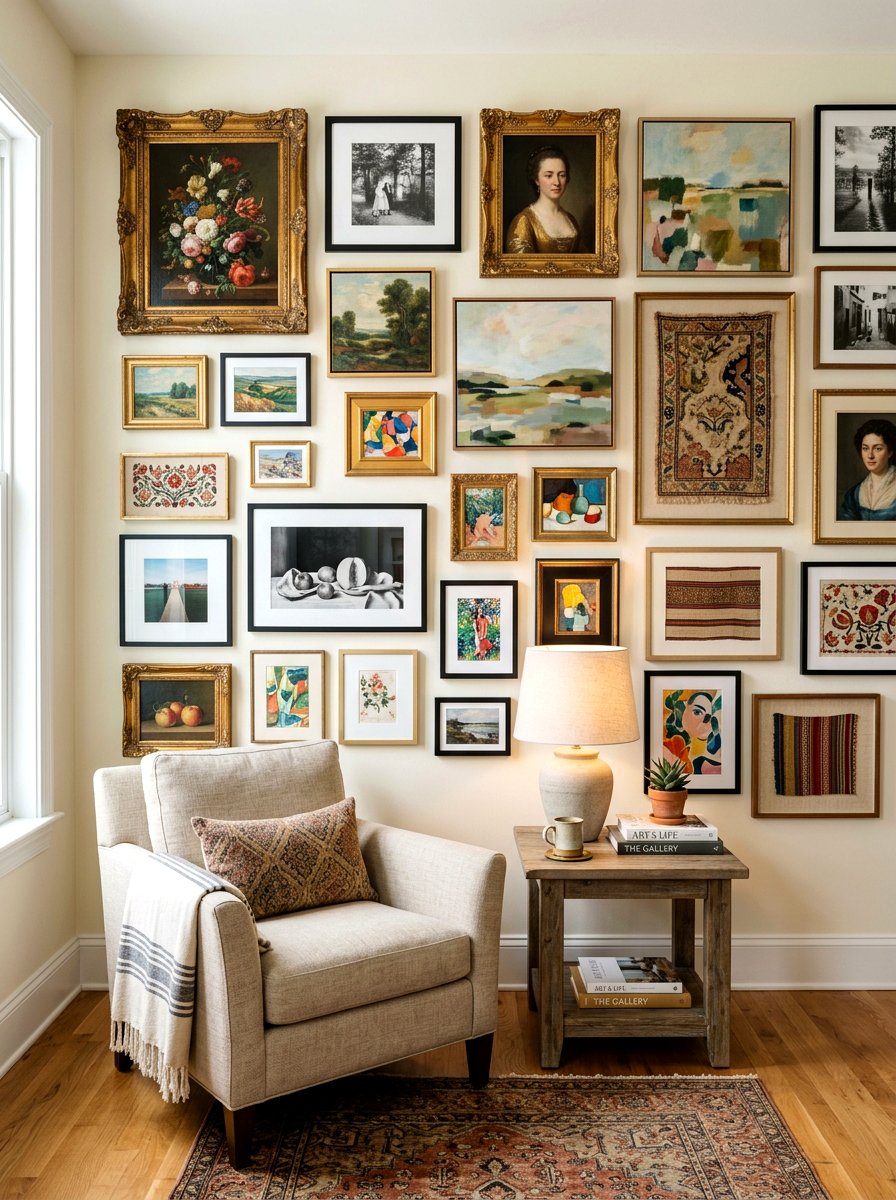 Colorful Gallery Wall - 30 eclectic home decor ideas