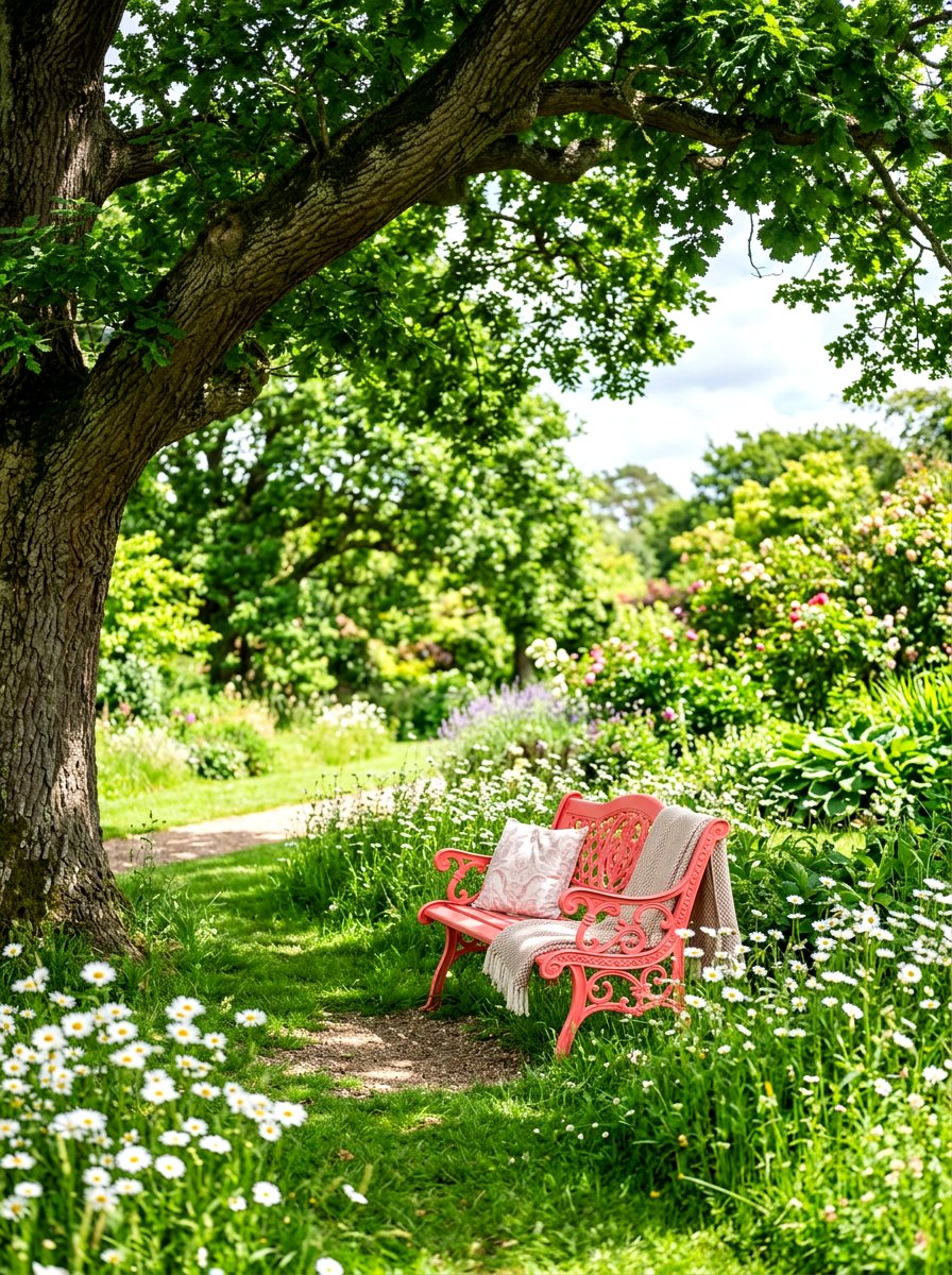 Colorful Garden Bench - 30 colorful garden decor ideas