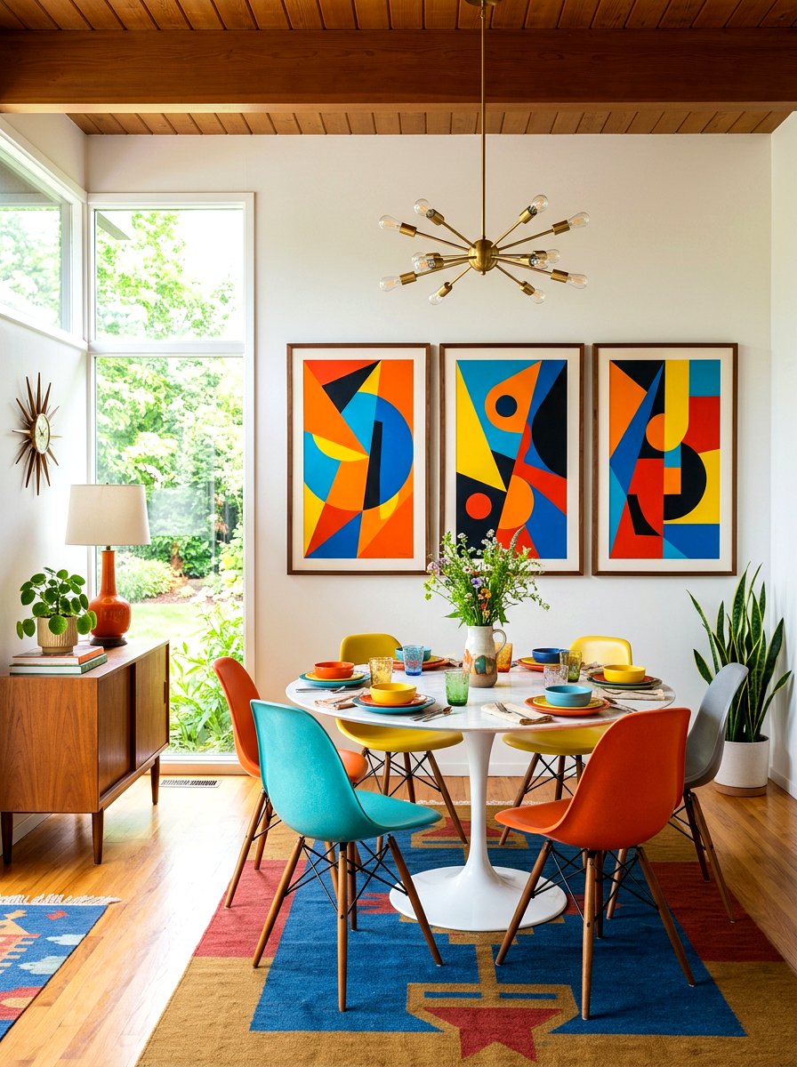 Colorful Geometric Art - 30 dining room wall art ideas