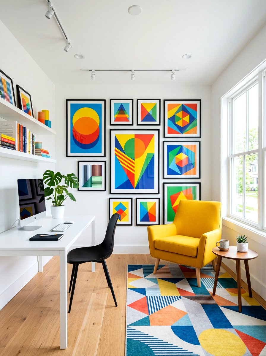 Colorful Geometric Shapes - 30 art wall office ideas