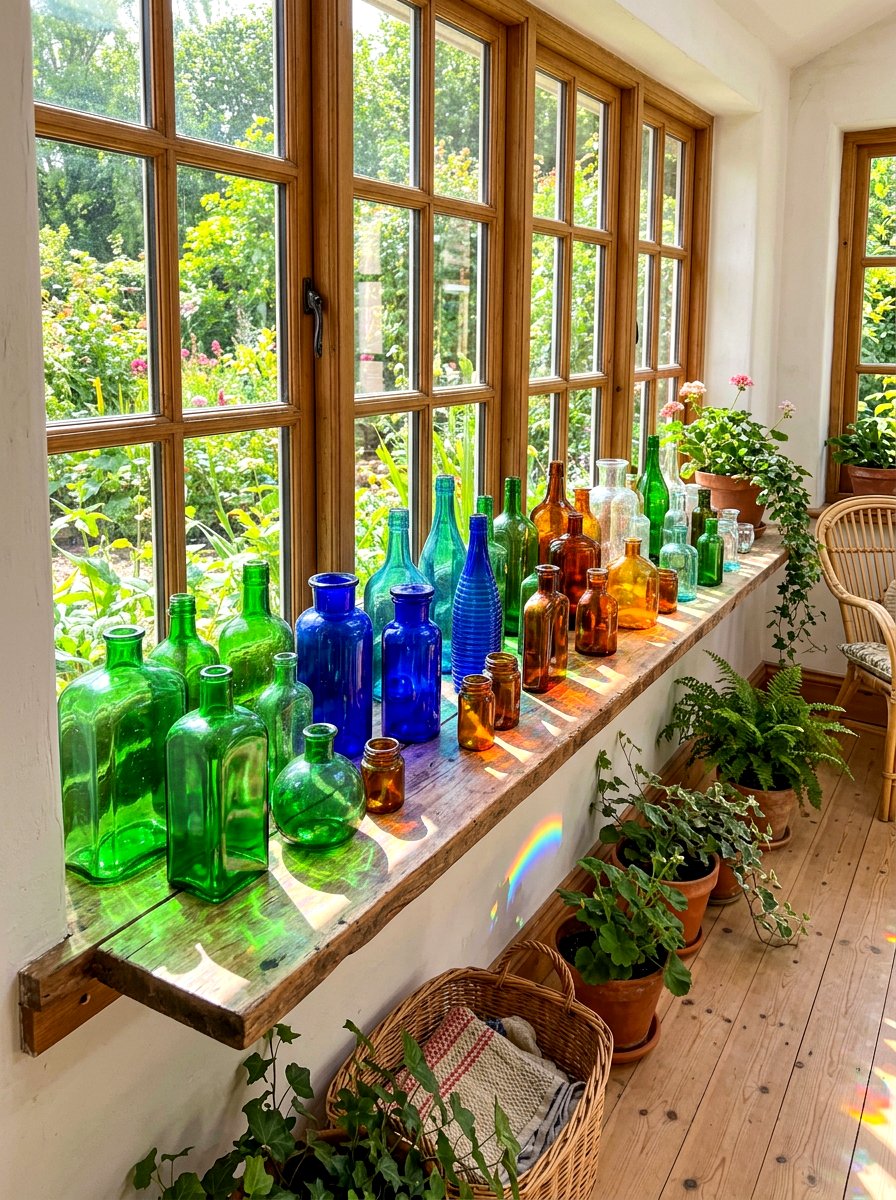 Colorful Glass Bottle - 30 glass cabinet decor ideas