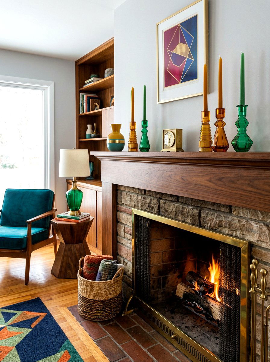 Colorful Glass Taper - 30 mantel candle styling ideas
