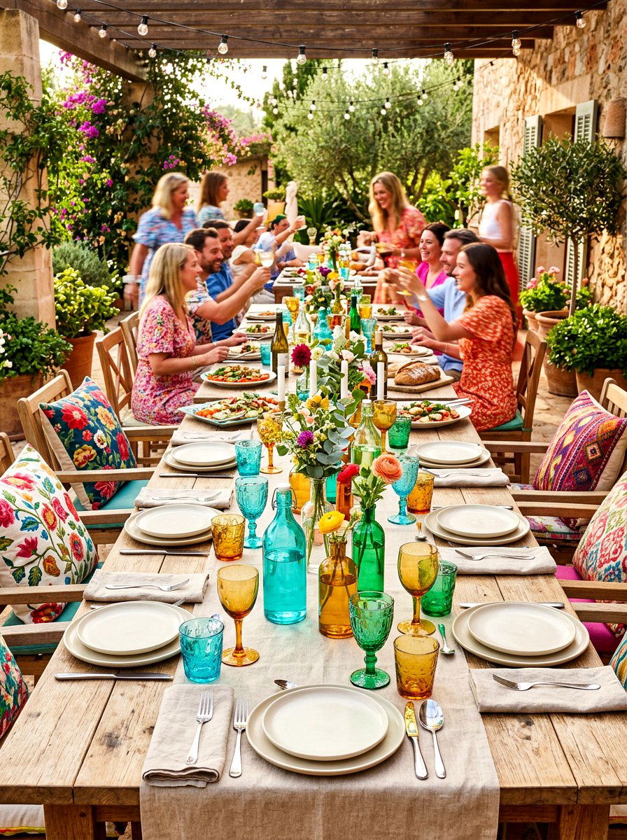 Colorful Glassware Setting - 30 summer table setting ideas