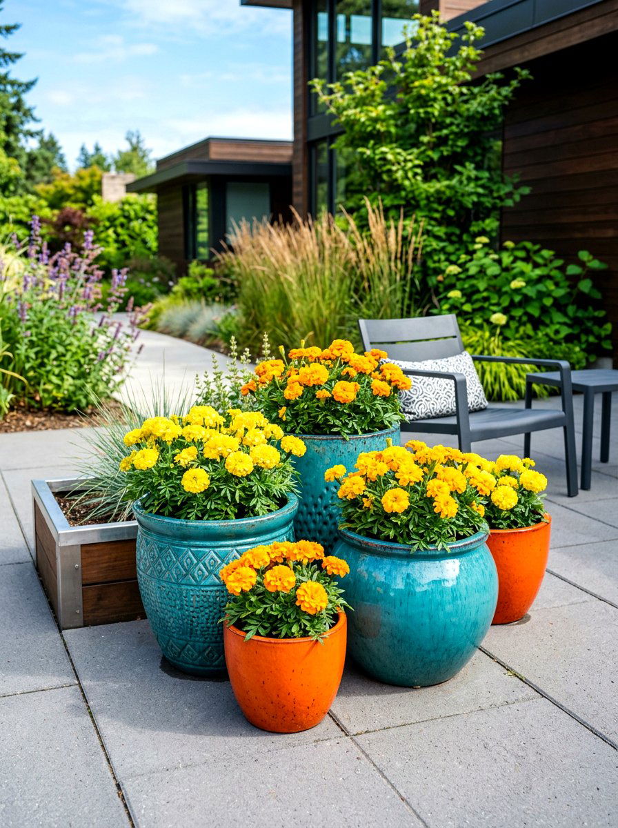 Colorful Glazed Ceramic Pots - 30 modern container garden ideas