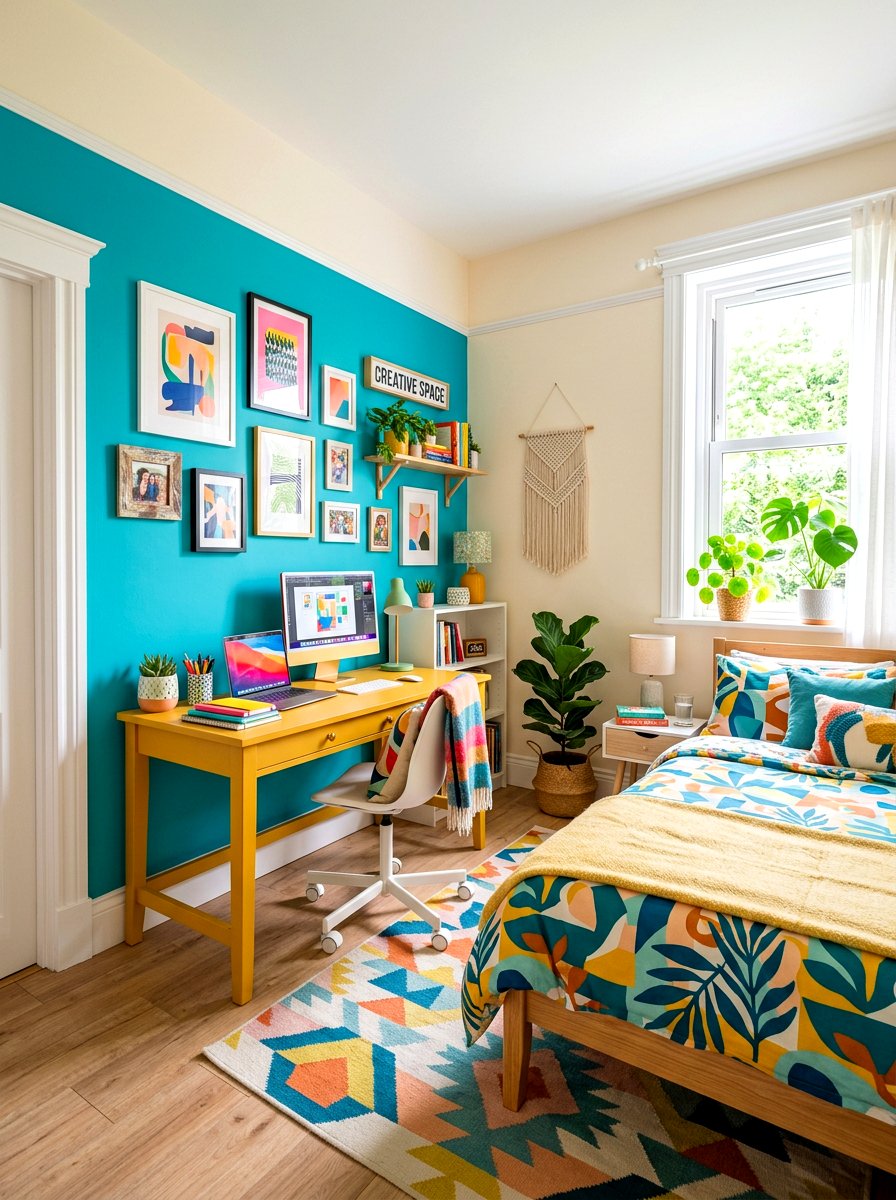 Colorful Guest Room Office - 30 guest room office ideas