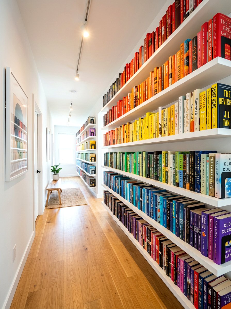 Colorful Hallway Book Display - 30 reading hallway ideas