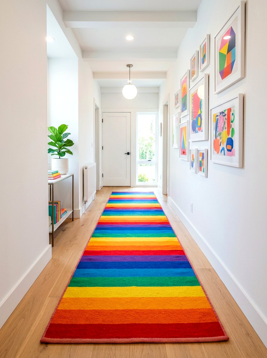 Colorful Hallway Runner Rug - 30 dopamine entryway ideas