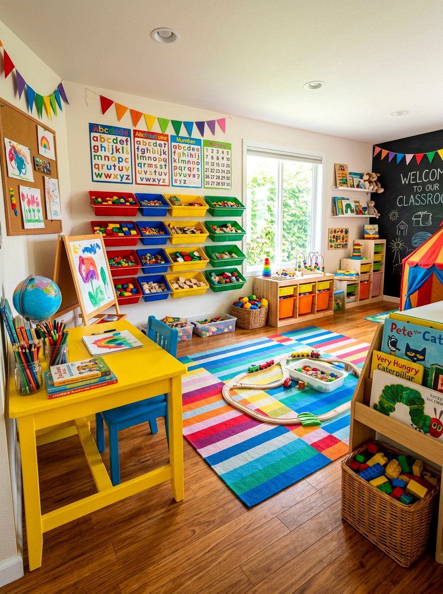 Colorful Homeschool Playroom - 30 homeschool room ideas