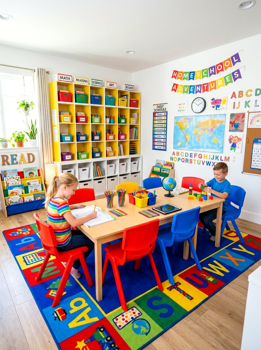 Colorful Homeschool Space - 30 home schoolroom ideas