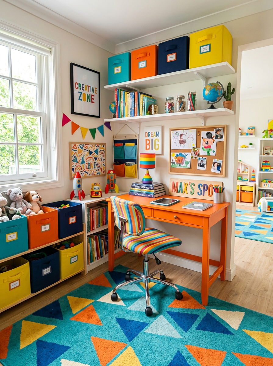 Colorful Homework Nook - 30 homework studio kids ideas
