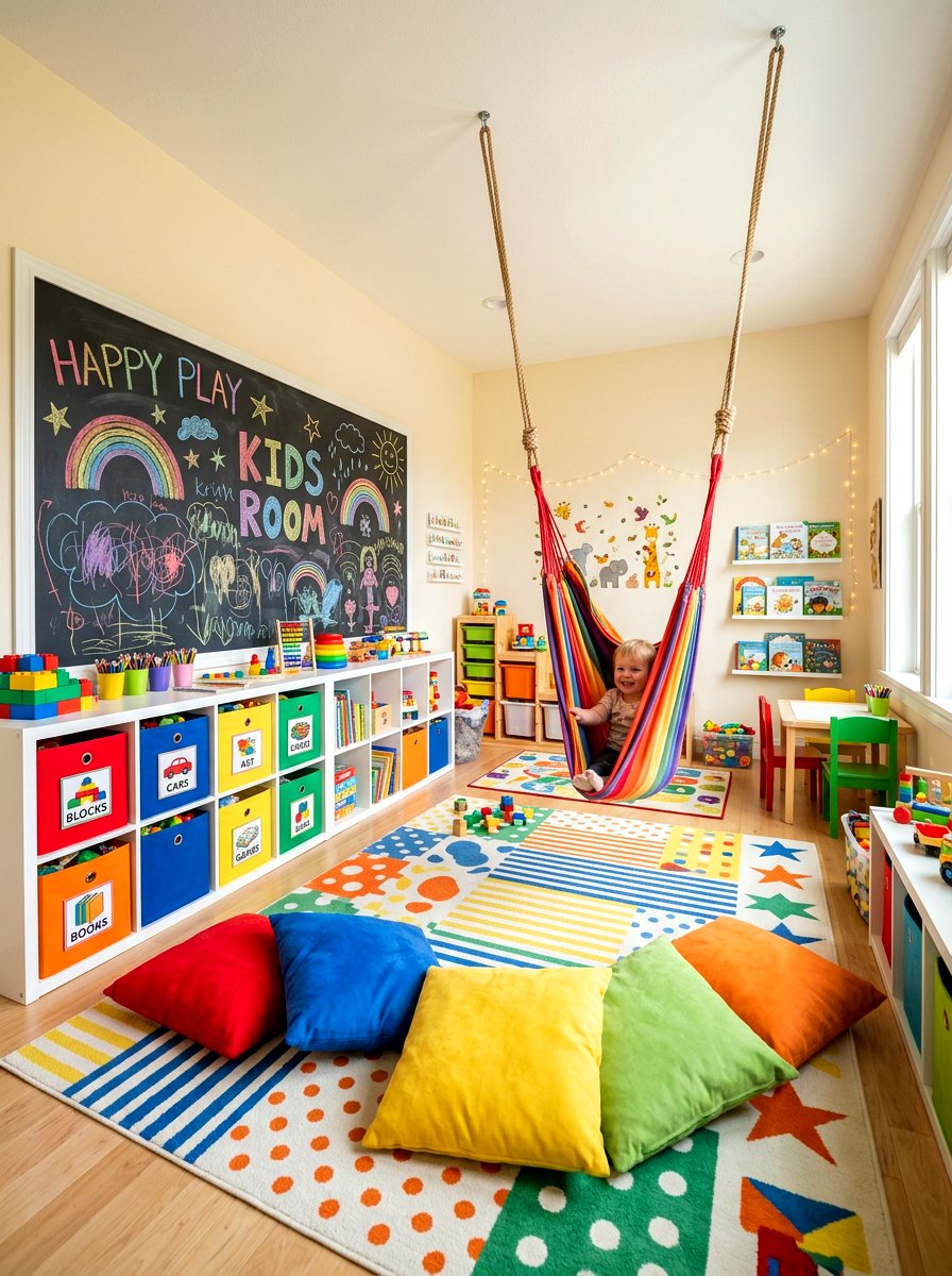 Colorful Kids Playroom Swing - 30 hammock chair ideas