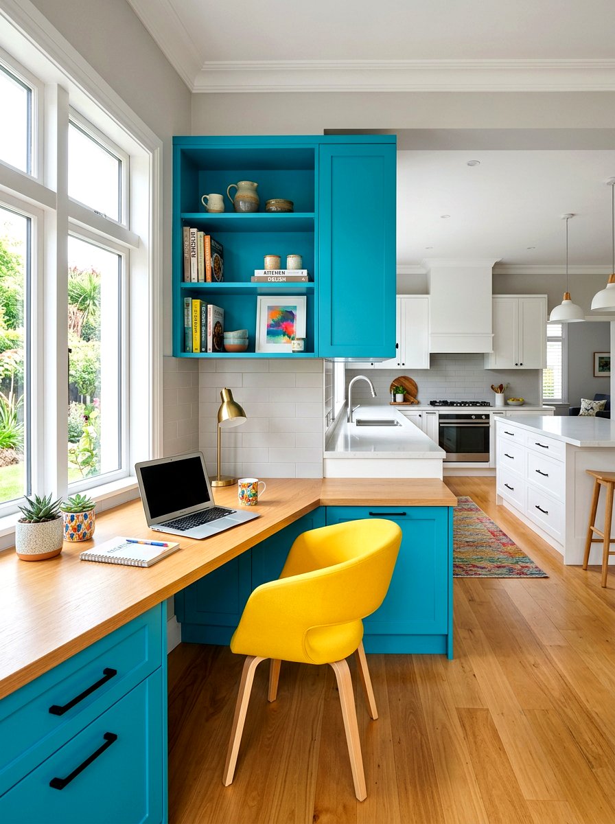 Colorful Kitchen Desk Area - 30 kitchen desk nook ideas