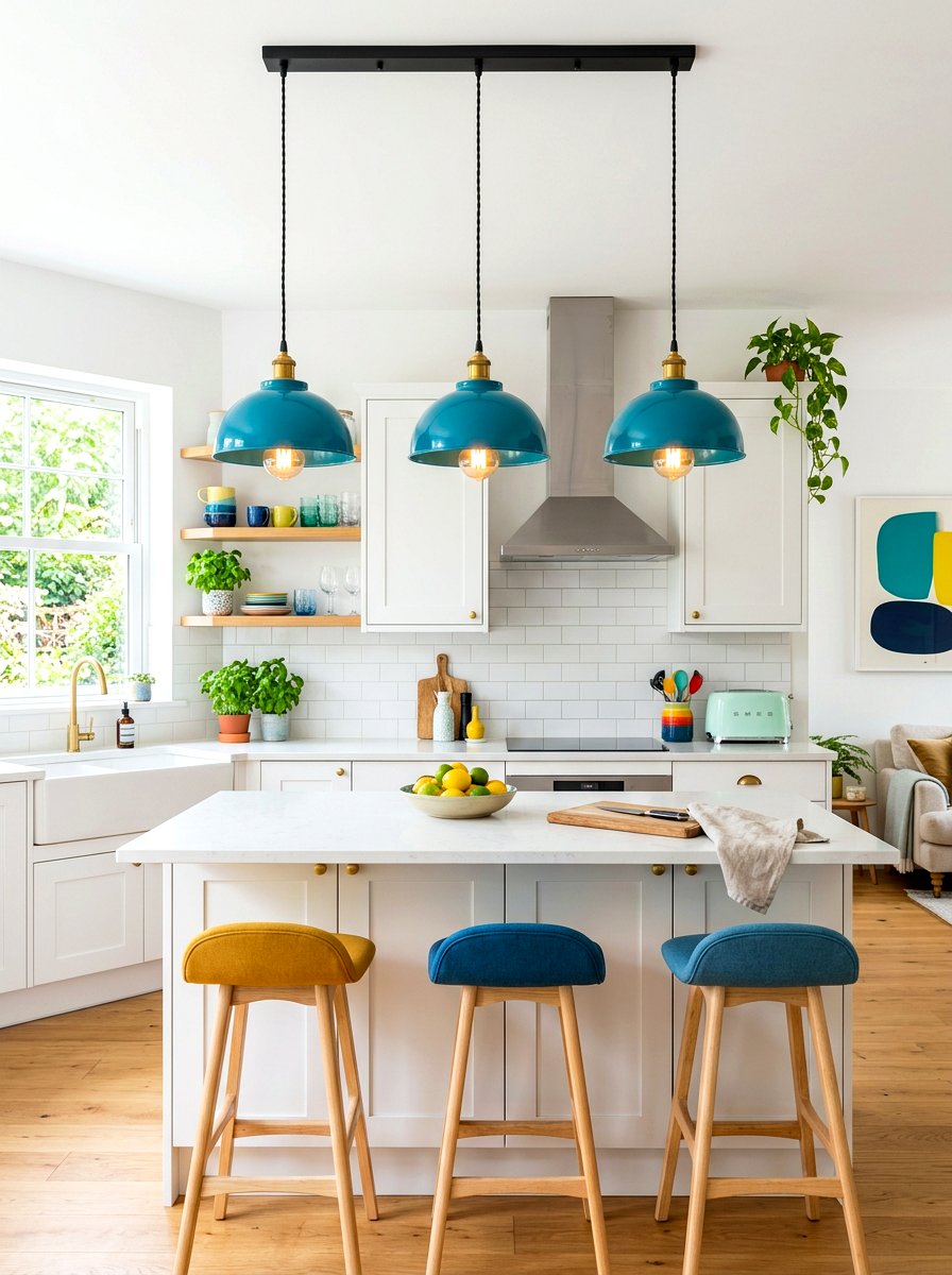 Colorful Kitchen Pendant Light - 30 kitchen lighting ideas