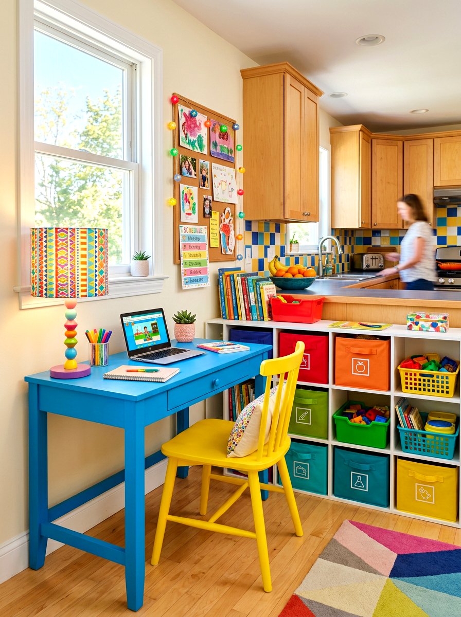Colorful Kitchen Study Area - 30 homework station kitchen ideas