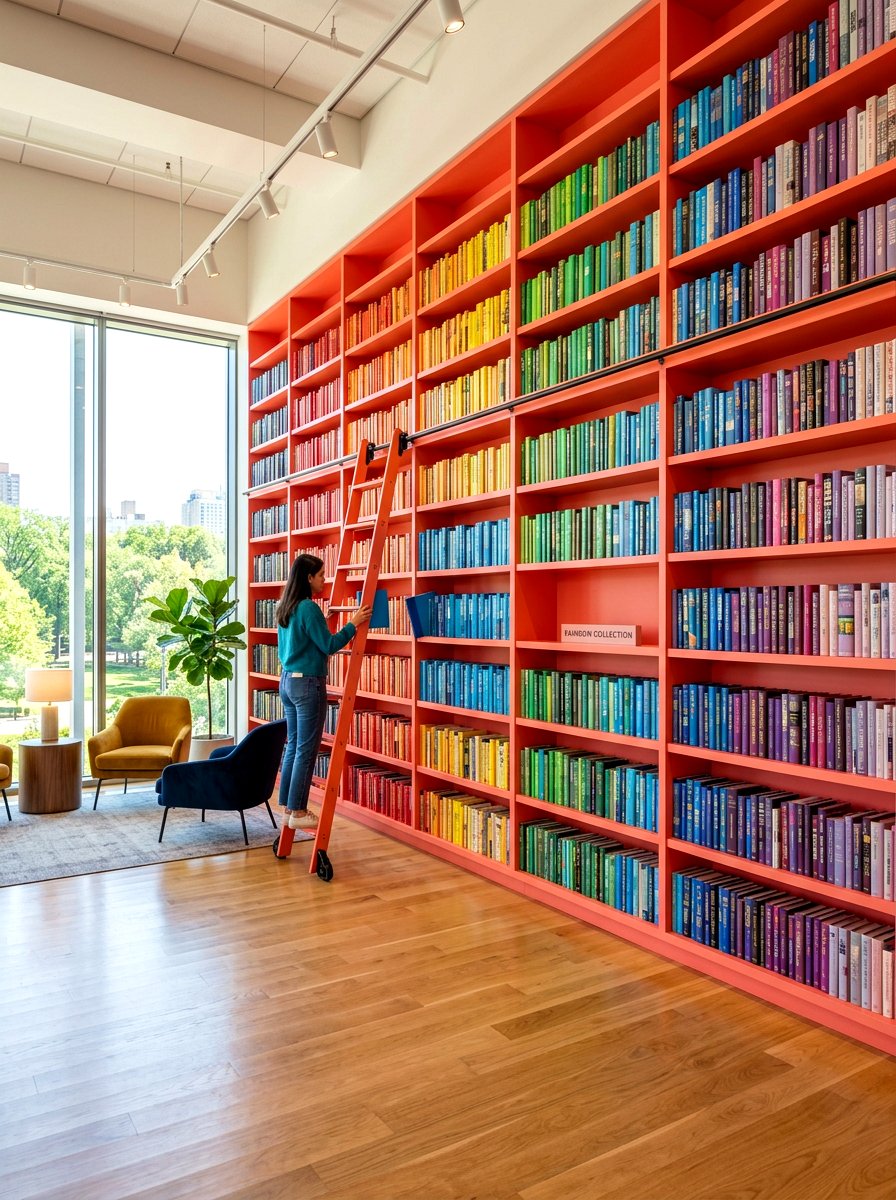 Colorful Library Wall - 30 reading room aesthetic ideas