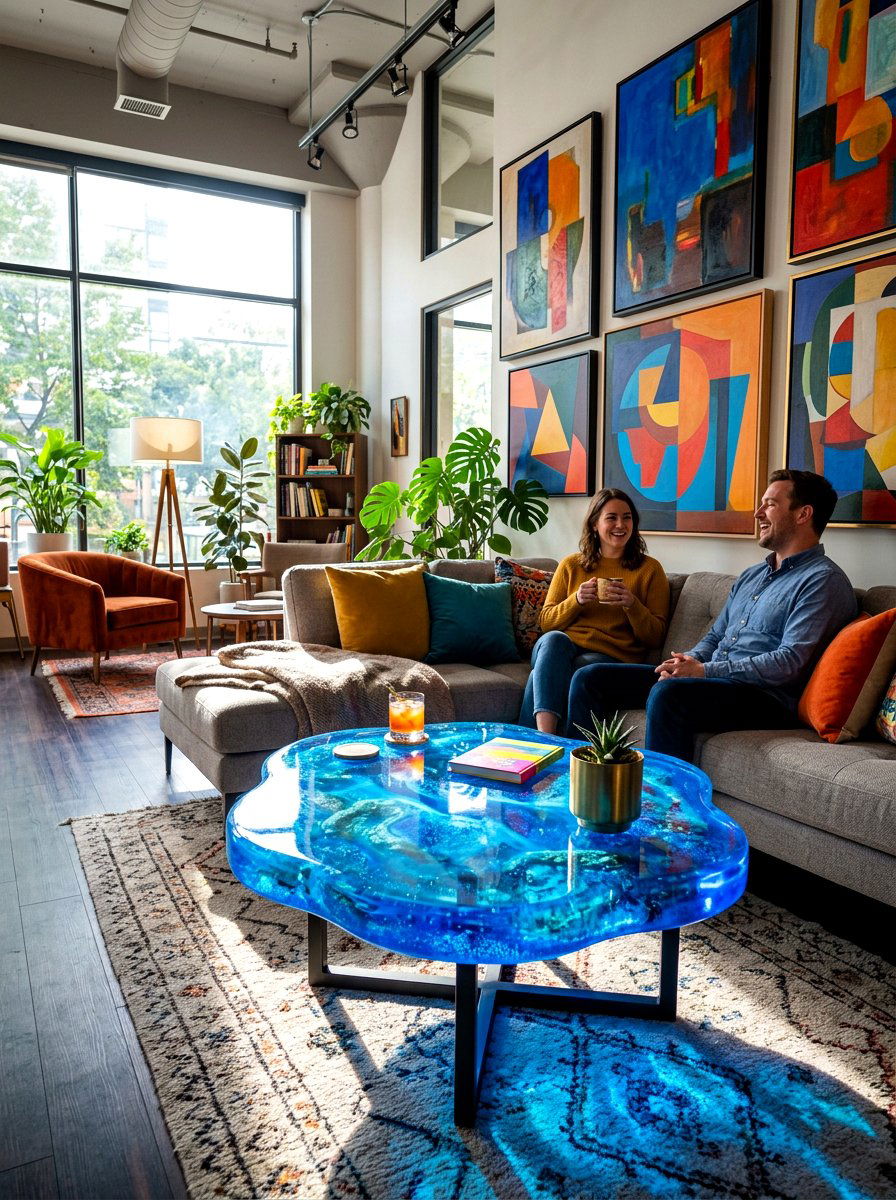 Colorful Lounge Resin Drink Table - 30 drink table ideas