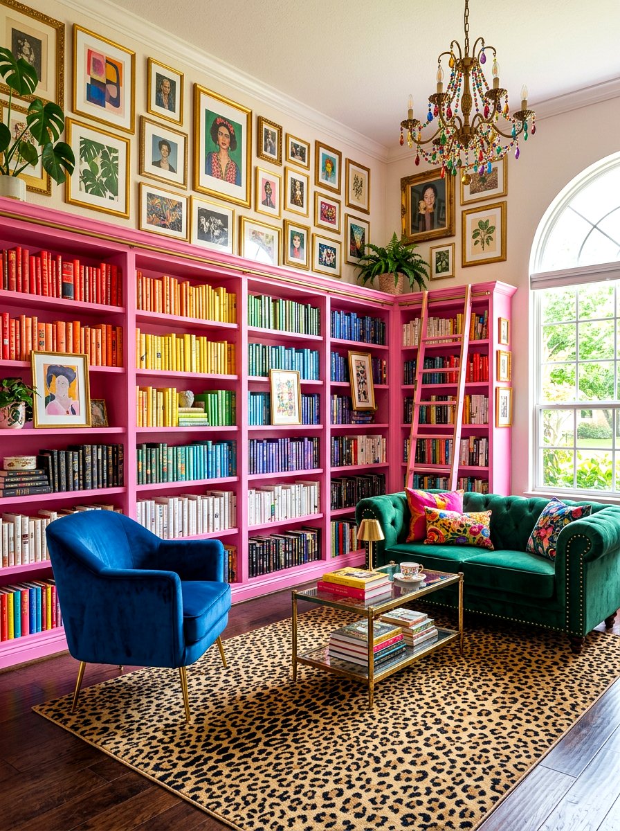 Colorful Maximalist Book Room - 30 reading salon living room ideas
