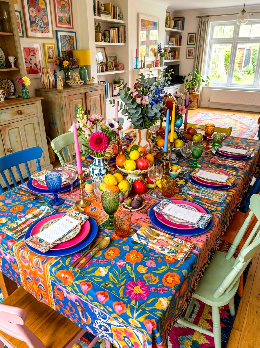 Colorful Maximalist Table - 30 collected tablescape ideas aesthetic