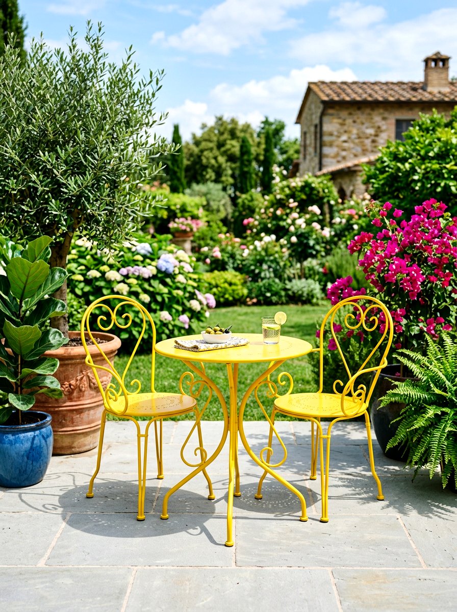 Colorful Metal Bistro Chair - 30 bistro patio ideas